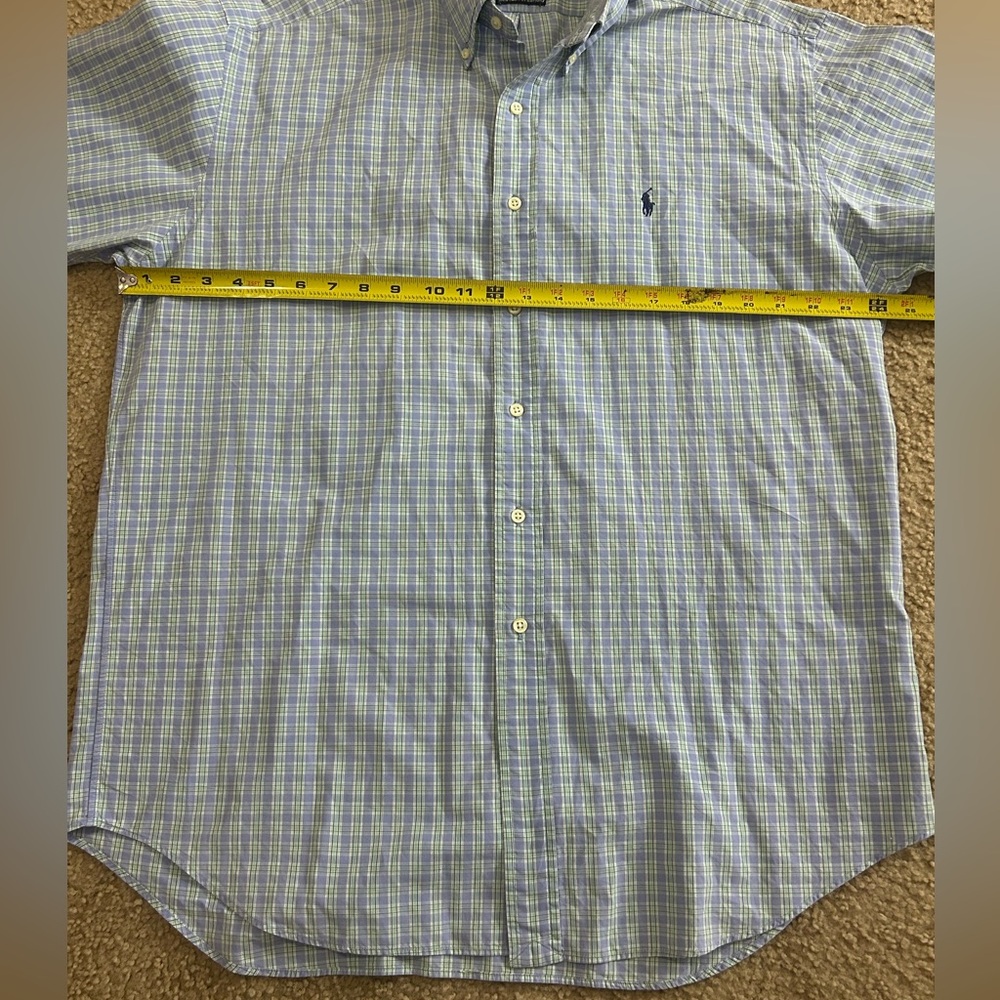 VTG Ralph Lauren Mens Blake Shirt L Light Blue Plaid Short Sleeve Button Down - Picture 6 of 7